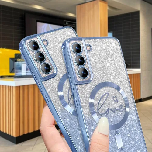 Miniatura 131 de ZONRW - Funda para Samsung Galaxy S22 Ultra magnética, para mujeres y niñas, cubierta trasera suave, lujosa, con corazón de amor, bling, degradado