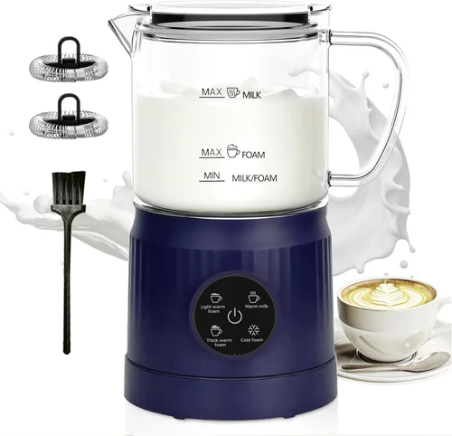 Miniatura 8 de Espumador de leche eléctrico 4 en 1 y vaporizador para leche entera, pantalla táctil LED, máquina de espuma fría y cálida, revestimiento