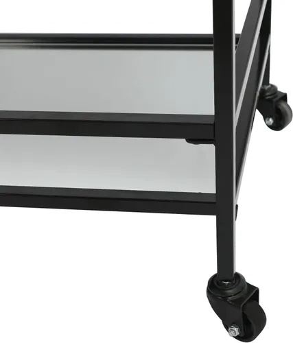 Miniatura 7 de RiteSune Carrito de bar negro con ruedas, carrito de servir vintage con 2 estantes de espejo, carrito de alcohol para bar en casa