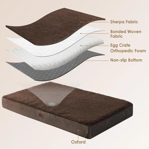 Miniatura 4 de EHEYCIGA Camas ortopédicas XL para perros extra grandes con funda extraíble lavable, marrón, 44 x 32 pulgadas
