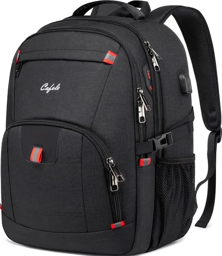 Miniatura 8 de Mochila para portátil de 17.3 pulgadas, mochila grande para computadora con puerto de carga USB, mochila resistente al agua y resistente
