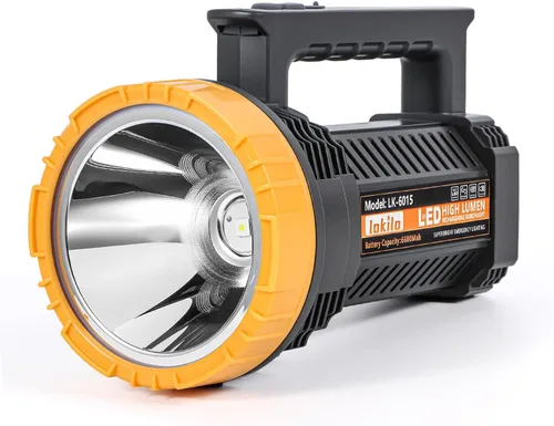 Miniatura 11 de Linterna LED recargable con pantalla de alimentación, 4 modos de luz, antorcha de mano de alto lúmenes, doble interruptor, linterna portátil