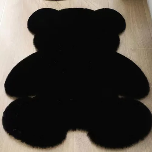 Miniatura 5 de Alfombra en forma de oso, de 17.7 x 23.6 in, suave y lanuda para dormitorio de los niños, bonita alfombra de piel sintética suave y esponjosa