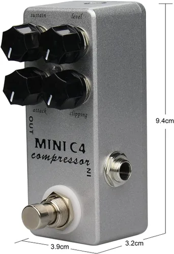 Miniatura 3 de Mini C4 Compresor Pedal de Efecto Guitarra Metal Shell Pedal Efectos True Bypass