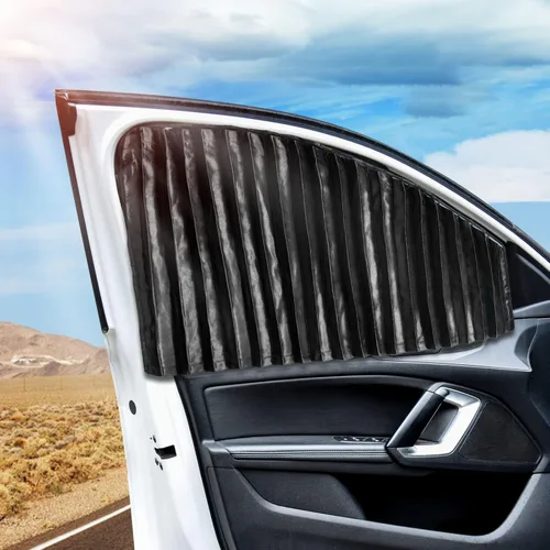 Miniatura 15 de ZATOOTO Cortinas para ventana de automóvil, 2 fundas de protección lateral de seda negra para la parte trasera, parasol magnético de privacidad que