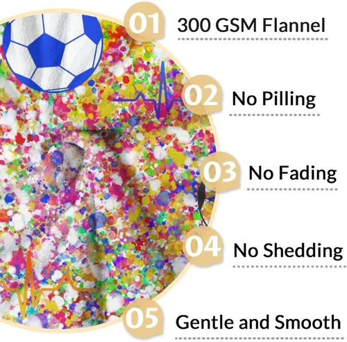 Miniatura 4 de Manta de fútbol para regalar – Manta deportiva de 30 x 40 pulgadas para adultos y niños, mantas coloridas de felpa suave para sofá, oficina