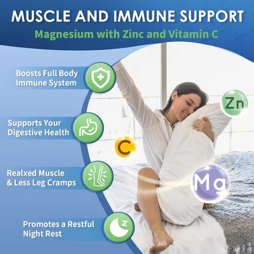 Miniatura 5 de NATURE TARGET Glicinato de Magnesio 500mg, Magnesio Quelado con Zinc y Vitamina D3 para Músculos, Nervios y Huesos, Apoya la Salud del Corazón
