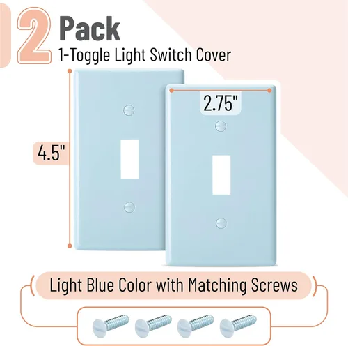 Miniatura 2 de Cubiertas para interruptores de luz azul Bates - Paquete de 2, cubierta de placa de salida, cubiertas de interruptor con luz azul