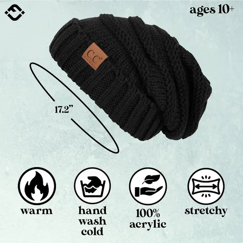 Miniatura 87 de Funky Junque Gorro de moda de punto trenzado de talla extragrande, grueso, abrigado, suave y holgado