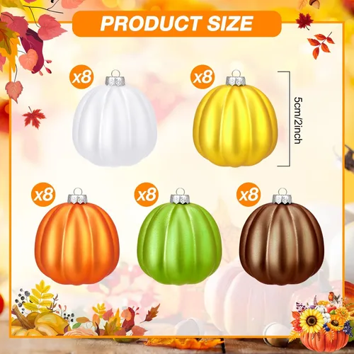 Miniatura 3 de Tigeen 12 adornos colgantes de calabaza de Acción de Gracias, mini calabaza, adornos colgantes de árbol, decoraciones de bolas para árbol, fiesta