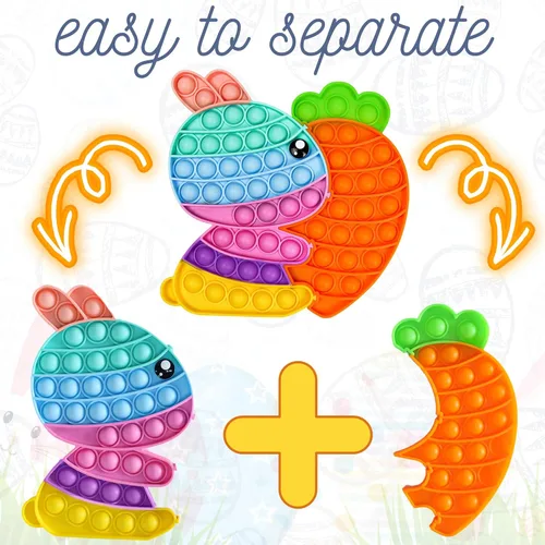 Miniatura 5 de Juguete sensorial para ansiedad de conejo de Pascua, juguete sensorial de burbujas para reventar burbujas, rompecabezas popper, regalos de Pascua