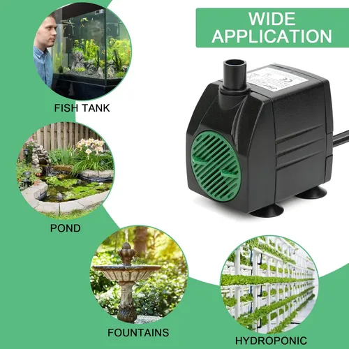 Miniatura 3 de BARST Bomba de agua sumergible, bomba de fuente ajustable ultra silenciosa de 200 GPH con 3 boquillas y cable de alimentación de 6 pies para pecera