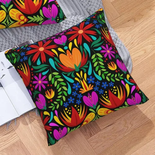 Miniatura 7 de Paquete de 2 fundas de almohada mexicanas de 18 x 18 pulgadas para almohadas de sofá, decoración del Día de los Muertos Día de los Muertos Cinco