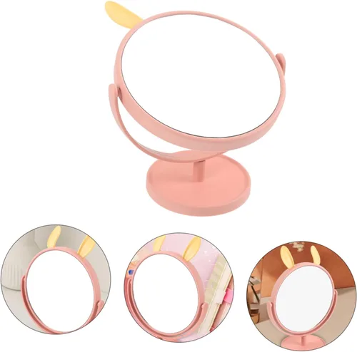 Miniatura 4 de LALAFINA Espejo de maquillaje para escritorio, con forma de orejas de conejo, cosmético de mesa para el hogar, dormitorio, baño, corte de pelo