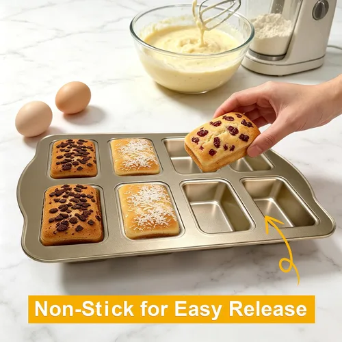 Miniatura 4 de Mini moldes para hornear – Sartenes antiadherentes para hornear pasteles caseros, molde de acero al carbono para pan de plátano, pastel de carne