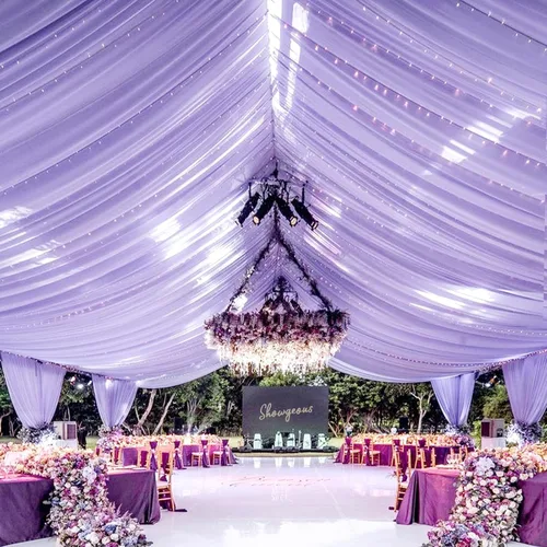Miniatura 16 de 6 paneles de cortinas blancas para techo de boda, cortinas de techo de 5 x 10 pies, cortinas de tela transparente para arco de boda, cortinas