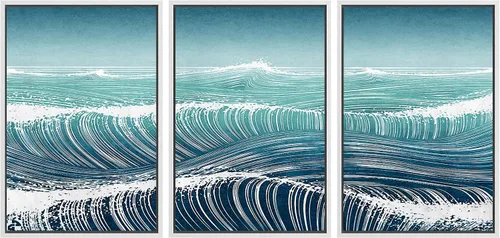 Miniatura 35 de SIGNWIN Lienzo enmarcado para pared, juego de arte sereno de pantanos con humedales verdes e ilustraciones de agua tranquila, arte moderno