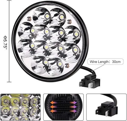 Miniatura 7 de Ourbest H5001 - Luces LED Par46 para foco, 5.75 pulgadas, 5-3/4 pulgadas, luz redonda para camión, todoterreno, lámpara de trabajo LED, haz sellado
