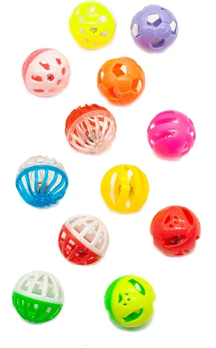 Miniatura 4 de Fashion's Talk Paquete de Valor de 12 Piezas Juguetes de Pelotas de Plástico para Gatos Pelotas de Celosía con Cascabel Sonajero Juguete de Gatito