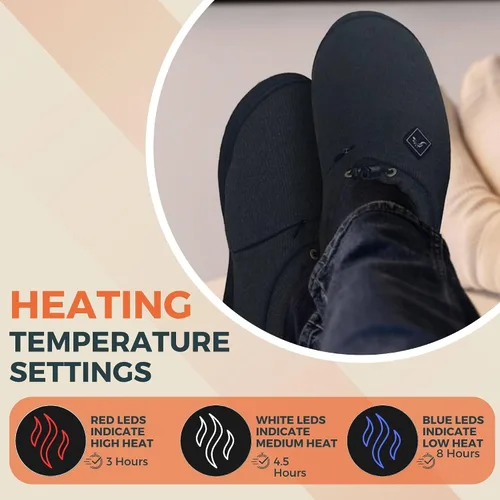 Miniatura 3 de Pantuflas térmicas para hombres y mujeres: desgaste recargable para pies con 3 ajustes de temperatura que mantiene los pies calientes hasta 11 horas
