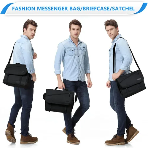 Miniatura 2 de VASCHY Bolsa de mensajero para hombre, bolso cruzado de moda para laptop, bolsa lateral para hombres y mujeres para el trabajo, negocios