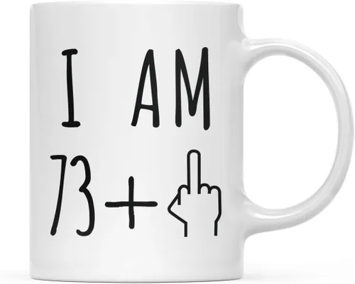 Miniatura 62 de Andaz Press Divertida taza de café de 11 onzas, regalo de broma de cumpleaños, I Am 49 + 1 dedo medio, 1 paquete, ideas de regalo de cumpleaños 50