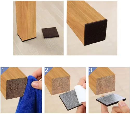 Miniatura 7 de uxcell 12 almohadillas para muebles cuadradas de 1 1/2 pulgadas, autoadhesivas, antideslizantes, antiarañazos, almohadillas de fieltro, protector
