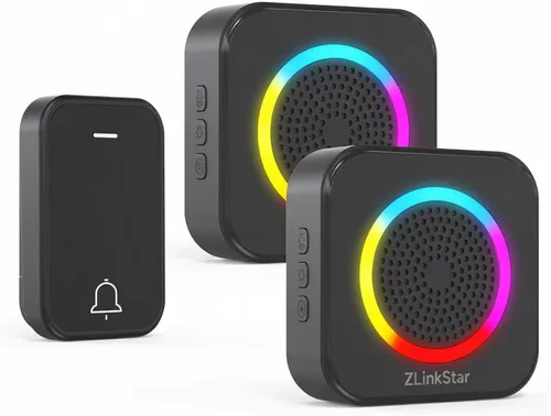 Miniatura 11 de Kit de timbre inalámbrico, timbre autoalimentado sin batería, rango de 600 pies, 63 campanas seleccionables, volumen ajustable con luz RGB, timbre