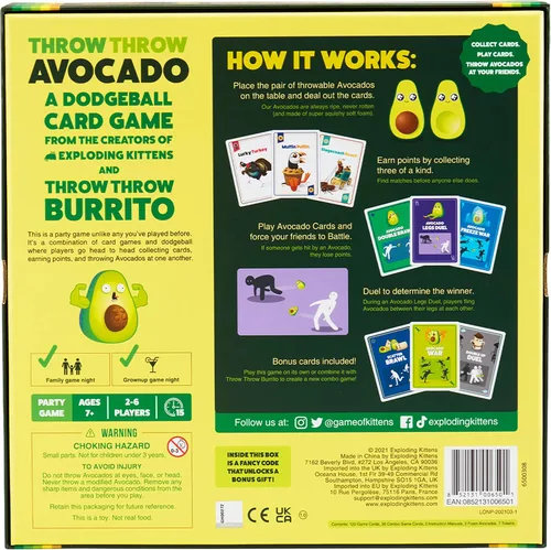Miniatura 7 de Throw Throw Avocado por Exploding Kittens - Una secuela del juego de cartas Dodgeball y set de expansión - Juegos de fiesta para toda la familia