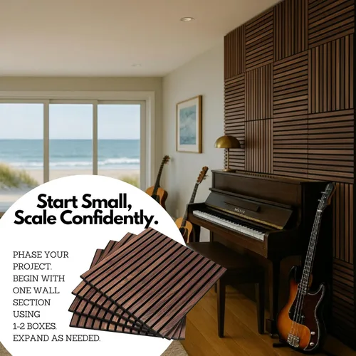 Miniatura 3 de Paquete de 4 paneles de madera acústica RT60X Pro, 24 x 24 pulgadas, paneles de reducción de ruido y absorción de sonido para estudio en casa, Mocha