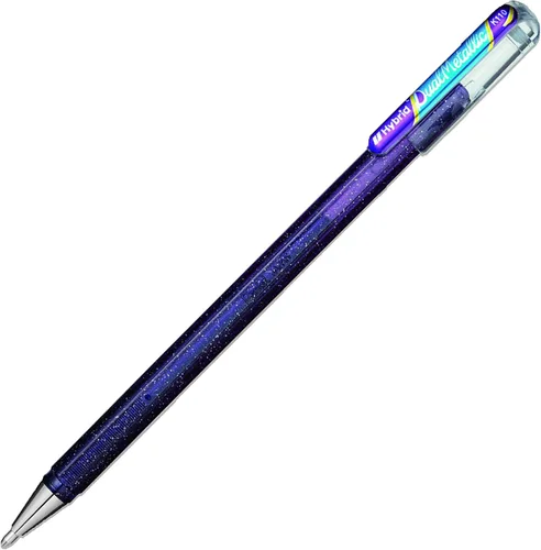 Miniatura 2 de Pentel Hybrid - Bolígrafos de gel líquido de doble metal - K110 - Tinta violeta y azul metálico - Paquete de 3
