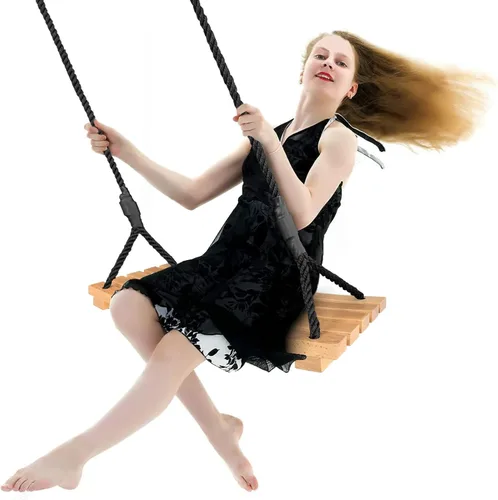 Asiento de columpio de madera, columpio colgante de árbol para adultos y niños, juego de columpios de madera para exteriores, accesorios con cuerda