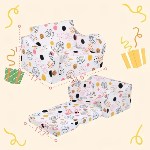 Miniatura 3 de MOMCAYWEX Sofá para niños, sofá de espuma abatible 2 en 1, silla plegable suave para juegos, color blanco