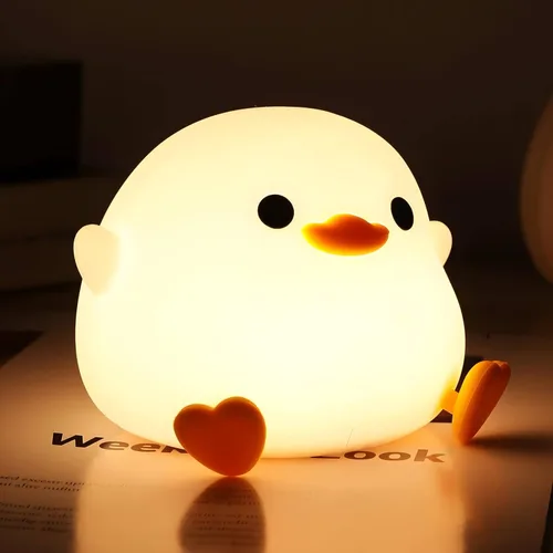 Miniatura 13 de Luz nocturna de conejo de cara grande para niños, lámpara de conejo de silicona blanda con control táctil, 3 niveles de brillo, temporizador