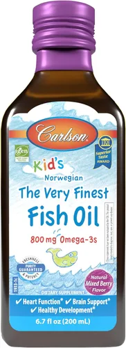 Miniatura 10 de Carlson - Líquido de aceite de pescado The Very Finest para niños, 800 mg de omega-3, noruego, aceite de pescado capturado en la naturaleza, líquido