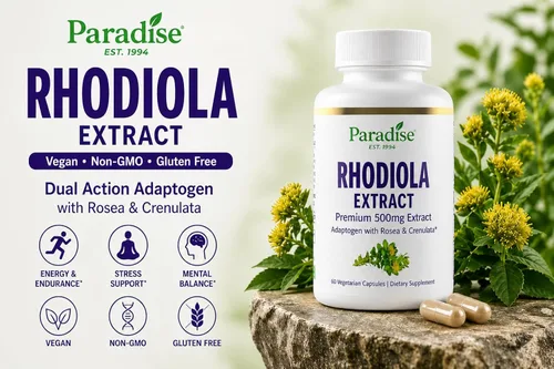 Miniatura 3 de Paradise Herbs Extracto de Rhodiola 500 mg, antioxidante súper potente, ultra puro, vegano, sin OMG, sin gluten, 60 cápsulas vegetarianas