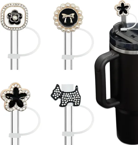 Miniatura 11 de Cubiertas de Pajitas de Mariposa con Purpurina - 4 Piezas de Adornos de Pajitas Bling para Vasos Stanley Quencher H2.0 de 30oz y 40oz, 10mm
