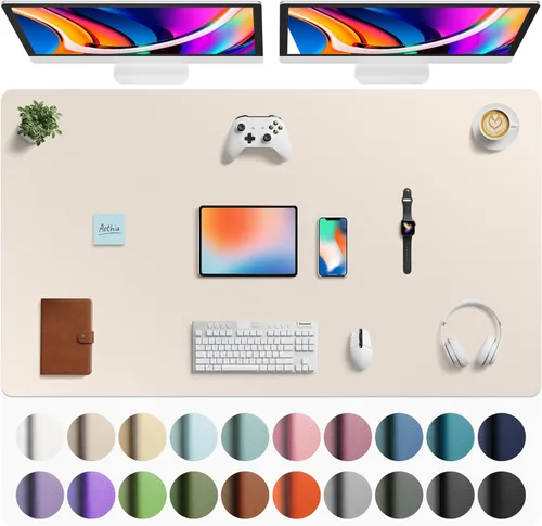 Miniatura 270 de Aothia - Protector de escritorio de cuero sintético, base para mouse, superficie antideslizante e impermeable para escribir y para laptop