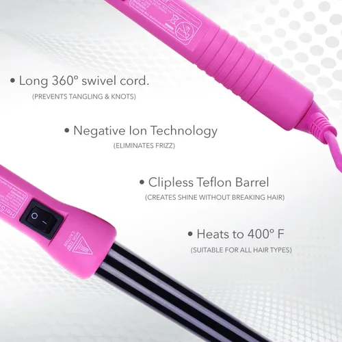 Miniatura 5 de Herstyler Superstyler - Plancha rizadora grande rosa, juego de varita rizadora y alisadora