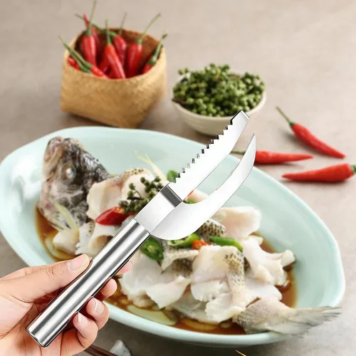 Miniatura 6 de Fauppt Herramienta de raspado de escamas de pescado, cuchillo multifunción de acero inoxidable para escamas de pescado, kit de limpieza de pescado