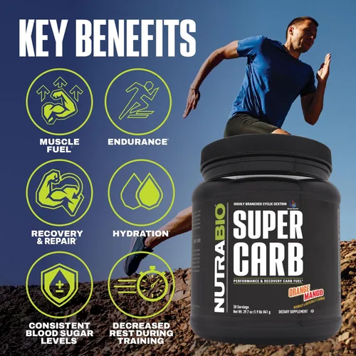 Miniatura 2 de NutraBio Super carbohidratos, carbohidratos en polvo con dextrina en racimo y electrolitos, suplemento avanzado de carbohidratos en polvo