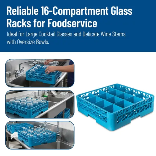 Miniatura 7 de Carlisle FoodService Products Opticlean - Estante para vasos de 16 compartimentos con 1 extensor para cocinas y restaurantes, plástico, 19.875 x
