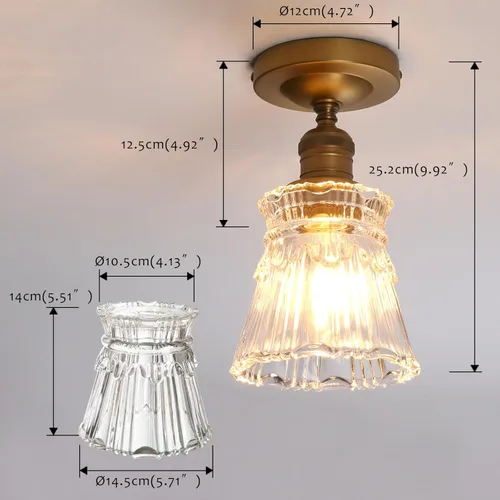 Miniatura 5 de Pathson Flush Mounted Ceiling Light with Heavy Handmade Crafts Glass, Modern Hardwired Stripes Ceiling Lamp Lighting for Living Room Bedroom