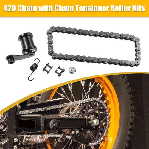 Miniatura 2 de X AUTOHAUX 1 Unidades Motocicleta Mini Bike Cadena Tensor Rodillo con Resorte 420 Cadena 42L Enlace para Baja Motorsports Mini Bike MB165 MB200