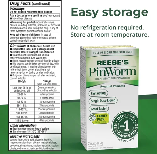 Miniatura 8 de REESE'S PINWORM Líquido medicinal para toda la familia, fuerza de prescripción completa, 2 onzas, # 1 recomendado por el médico, desparasitante
