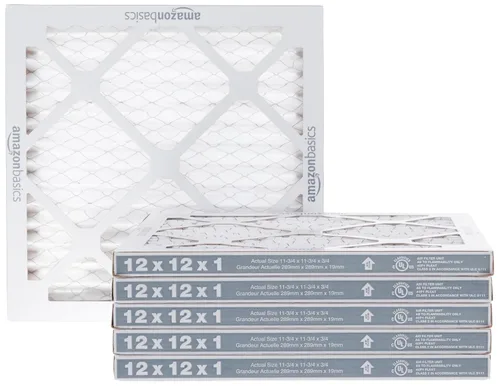 Amazon Basics Paquete de 6 filtros de aire de 12 x 12 x 1, MERV 8 filtros para horno de CA (tamaño real: 11.75 x 11.75 x 0.75 pulgadas)