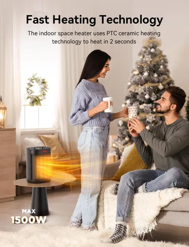 Miniatura 5 de Calentadores de espacio de 1500 W para uso en interiores, calentador portátil de cerámica PTC, calentador de espacio pequeño con termostato, tres