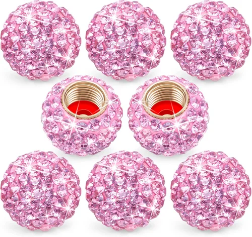 Miniatura 30 de 4 piezas de tapas de vástago de válvula de neumático con cristal brillante de diamante, tapas de válvula de neumático de rueda de coche con brillo