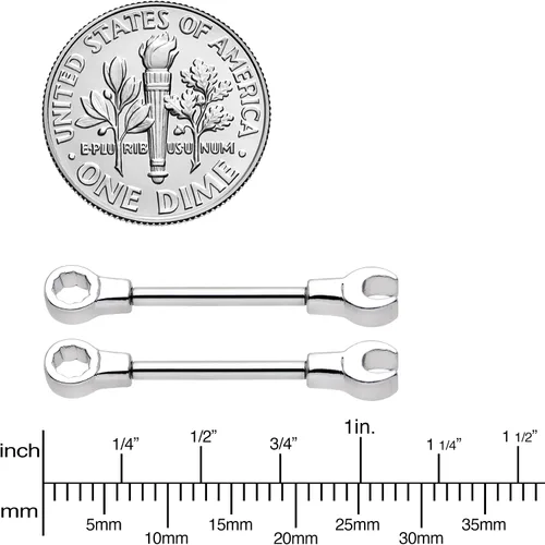 Miniatura 7 de Body Candy Juego de 2 anillos de acero inoxidable para pezón, calibre 14, 0.512 in, Acero inoxidable