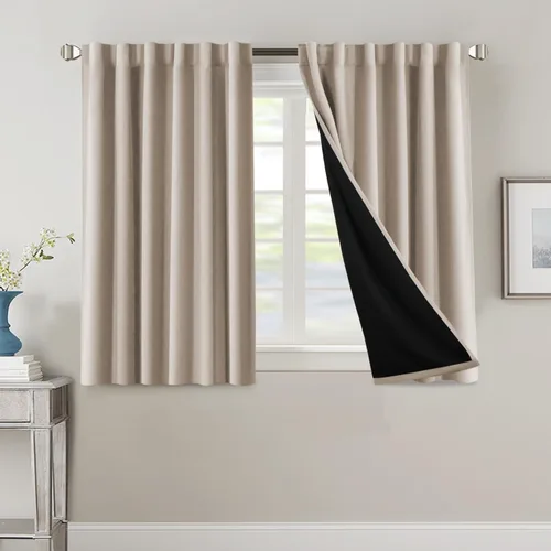Miniatura 40 de H.VERSAILTEX Cortinas 100% opacas para dormitorio con forro negro, cortinas de oscurecimiento de habitación completa, con aislamiento térmico